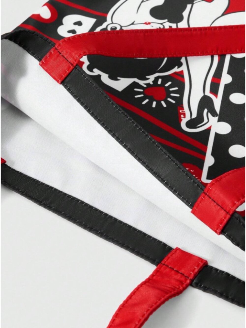 Betty Boop Foldable Reusable Shopping Bag Black with Red Hearts & Lips - Picture 5 of 6
